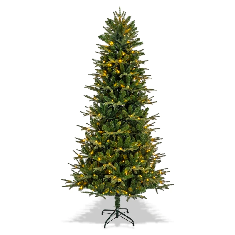 Wide Tree Girth 5/6/7FT Slim Pvc Pe Mixed Kerstboom Arbol De Navidad Hinged Green Artificial Christmas Tree With Leds