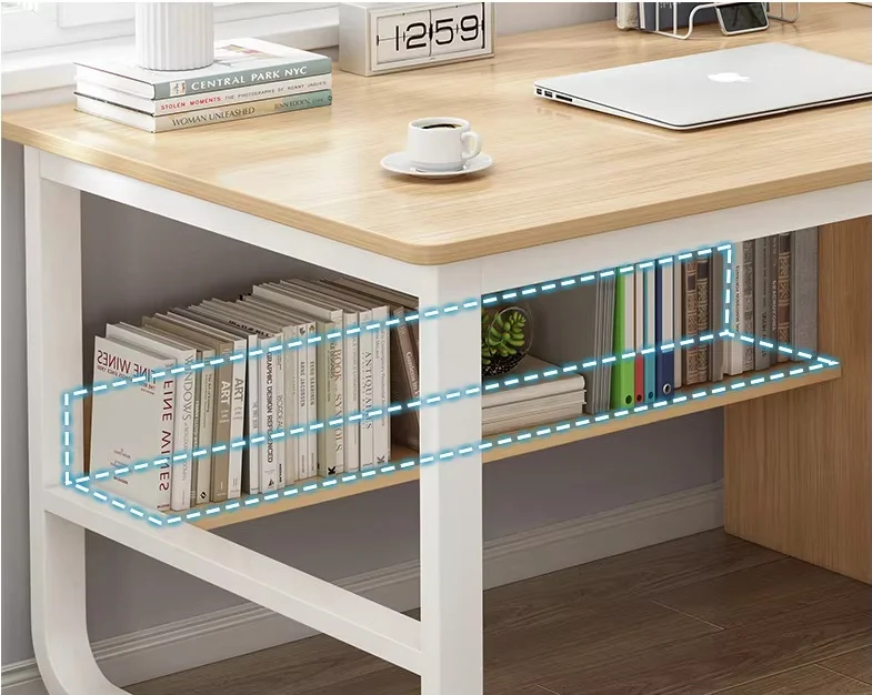 Modern Simple Wooden Writing Desk for Home Office Bedroom Iron Computer Table with Drawer Small Spaces Wholesale Use Furniture