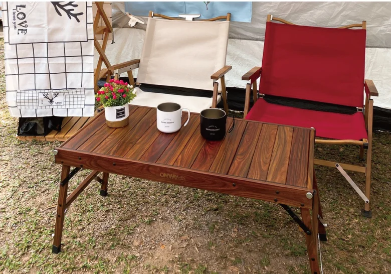 Onwaysports Portable Folding Wood Grain Aluminum Camping Chair For