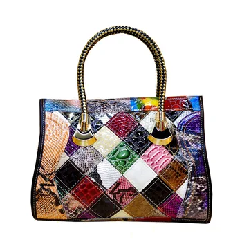 snakeskin grain women luxury genuine leather handbag italian leather handbag for women real leather ladies bag