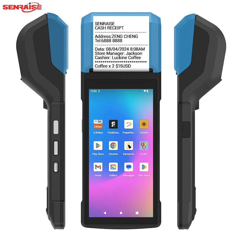 4G WIFI Android 13/14 OS Handheld POS Printer System 5.5" Touch Screen Mobile POS Terminal Machine with 58mm Thermal Printer