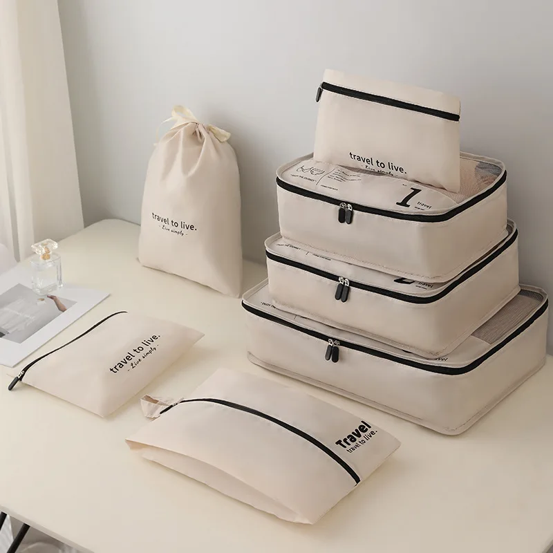 Custom Compression Packing Cube Set of 7pcs Travel Organizer Bag Suitcase Packing for Clothes Underwear Cosmetic Travel Bag