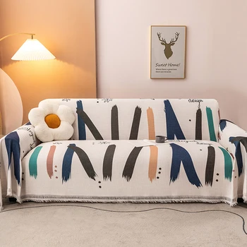 Hot Selling Modernist Geometric Pattern Soft Chenille Non-slip Portable and Washiable Sofa Towel