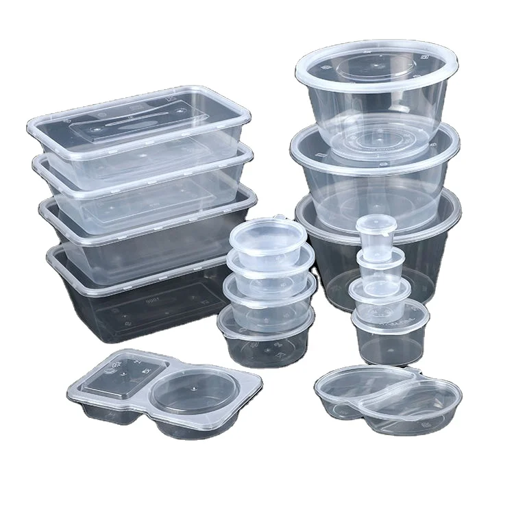 Stackable Packaging Food Container Disposable Plastic Microwavable Container With Lid to Go for Food BPA Free