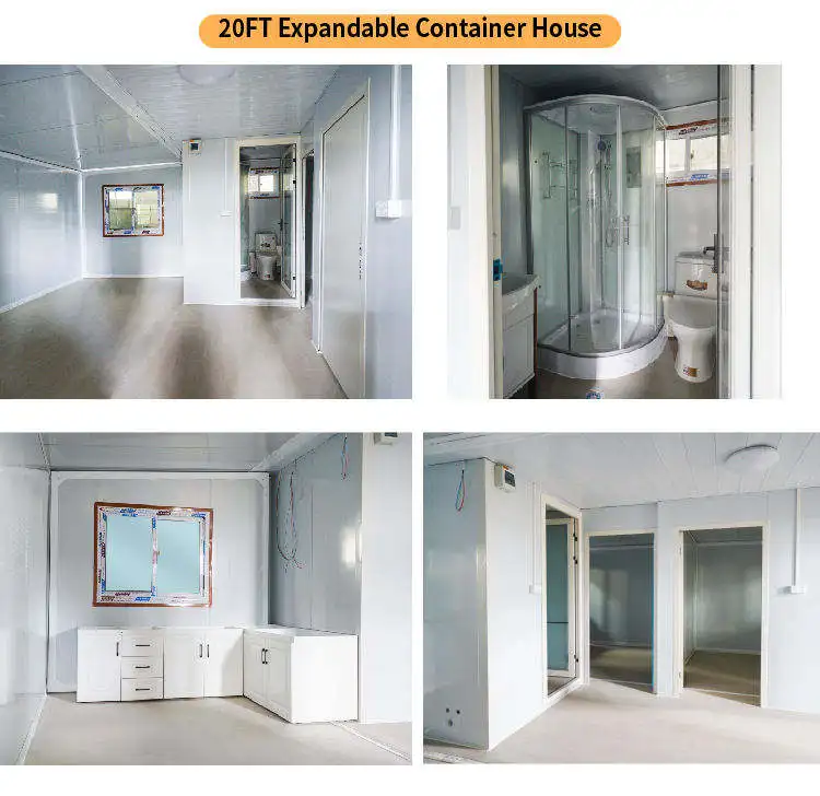 20ft 40ft  Customized China Expandable Container House 2 Bed 1 Bath Prefabricated Expandable Container House in Europe