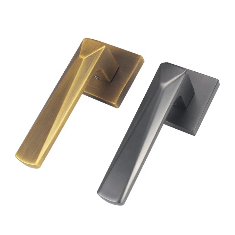 Door Hardware Accessories Mortise Lever Handle Lock Set Zinc Alloy Modern Square Rosette Interior Door Handle for Wood Door