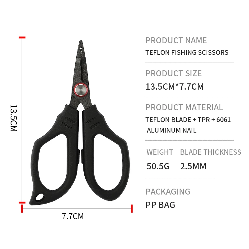 Fishing Line Scissors 3cr13 Stainless Steel With Comfort Tpr Handle
