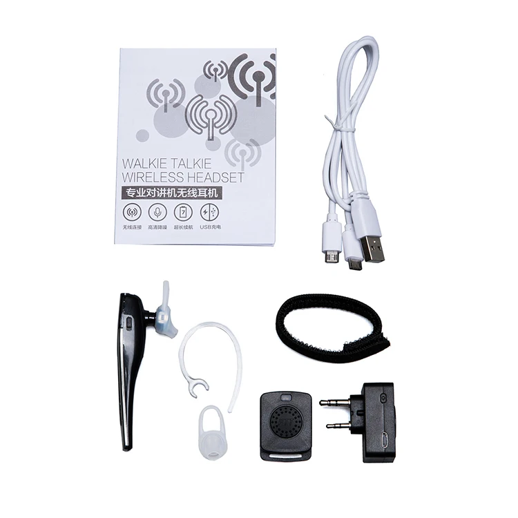 Wireless Intercom Headset Earphone with Bluetooth Adapter Blue for Two-Way Walkie Talkie Radio