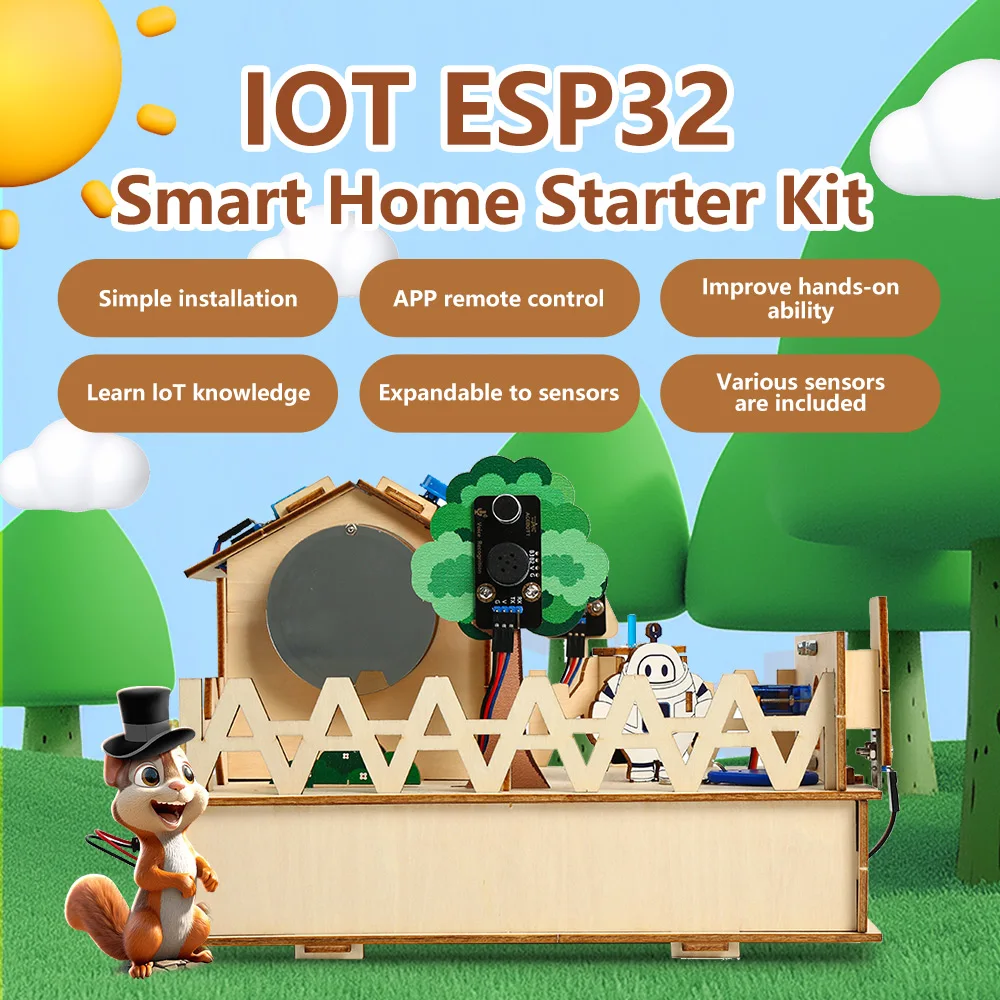 Robotlinking ESP32 IoT Control Smart Home Starter Kit Automation Projects Wooden House STEM Learning Kit DIY for Arduino