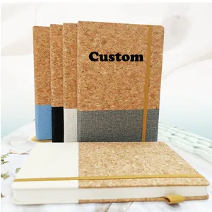 Custom Eco-friendly A5 Hardcover Cork Wood Linen Fabric Journal Planner Notebook with Logo
