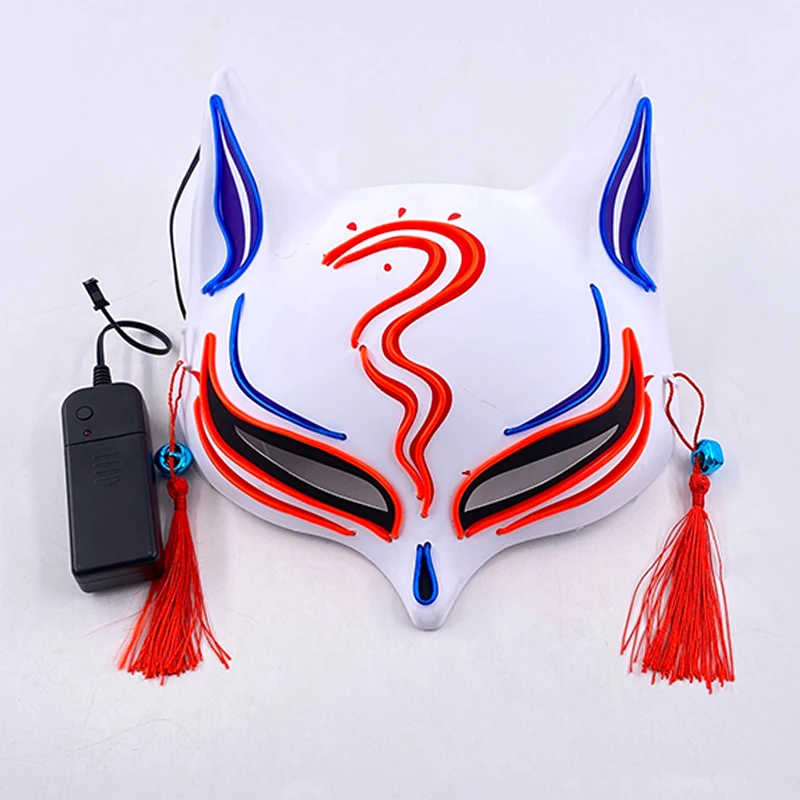 Lustige leuchtende Fuchs-Masken für Damen – Leuchtende Gesichtsmasken für das obere Gesichtsteil – Leuchtet im Dunkeln – Cosplay-Neon-Verkleidungsmasken-Zubehör_voghion.com