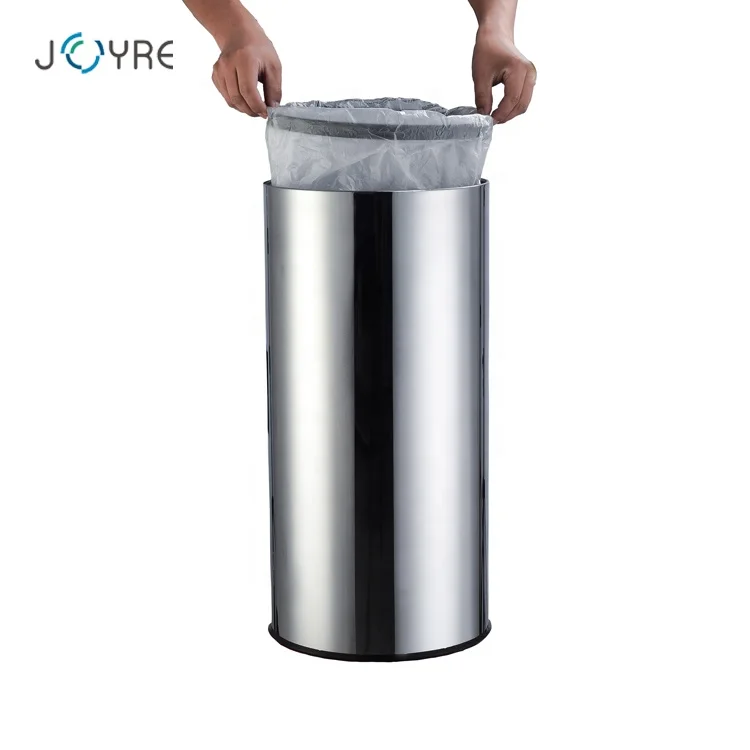 
Высокое качество, 50 л, 13 галлонов, круглая, серебристая, большая, одно касание, мусорная корзина 