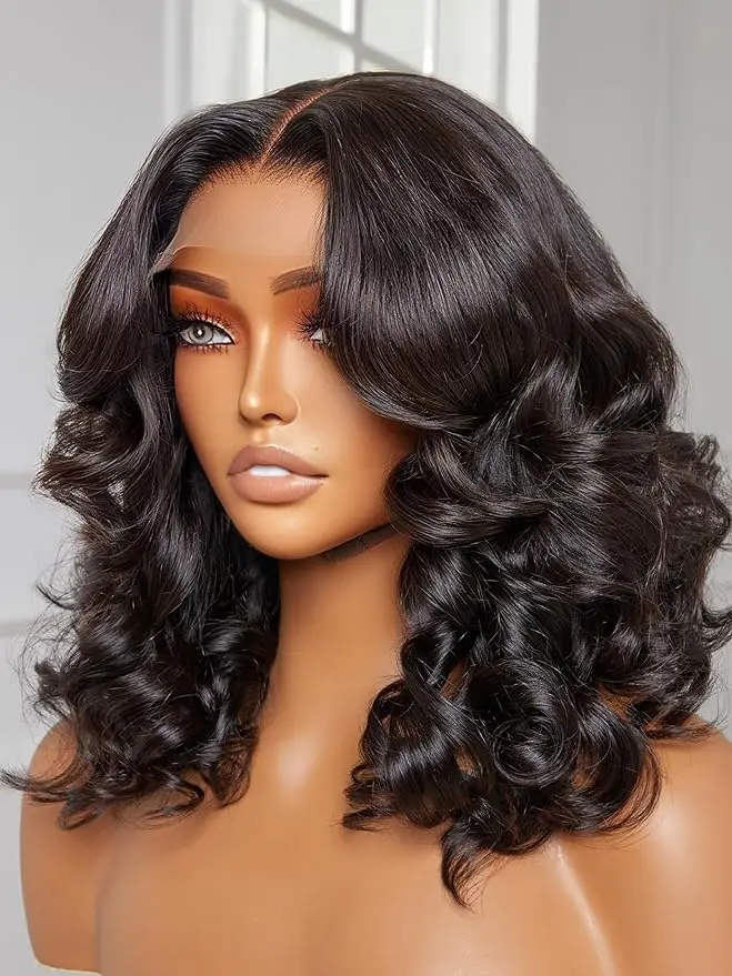 Haven Hair 14 Inch Loose Wave Glueless Wigs Human Hair Pre Plucked 5x5 ...