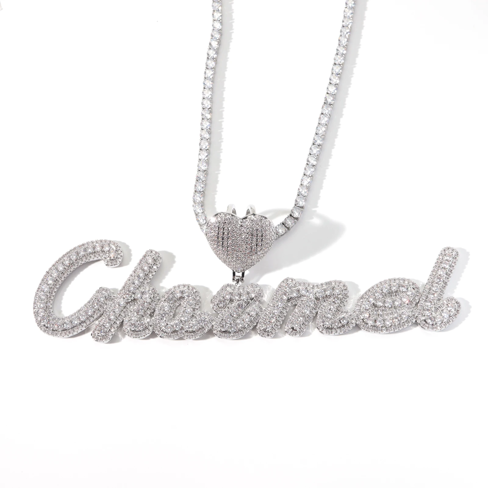 Tongling Necklace Iced Out Hip Hop Cz Personalized Ins Name Plated ...