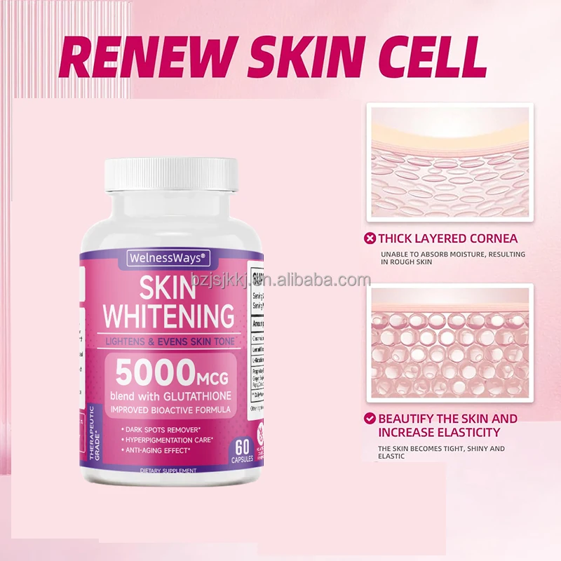 be shiny glutathione WelnessWays Skin White Capsules with Blend for Skin Brightening Custom Logo Private Label Research Grade Peptides