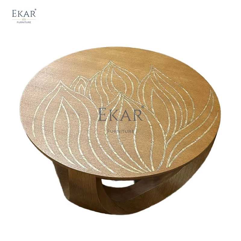 product modern nordic design round side table solid wood with carved tabletop suitable for home or villa-63