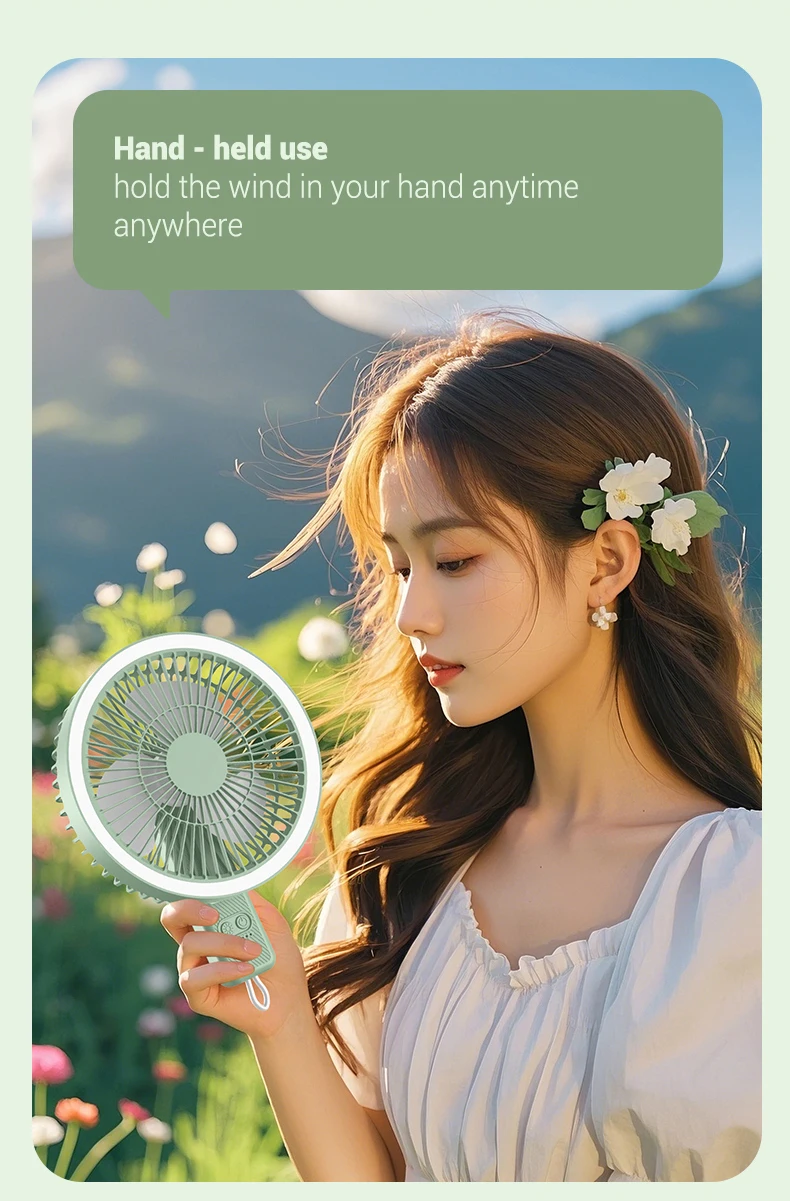 product 2025 3 in1 desktop table fan remote control rechargeable ceiling fan mini ventilador with led light hanging handheld fan-7
