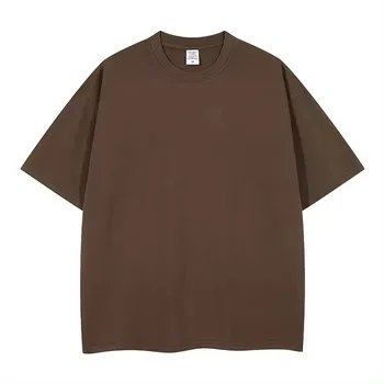 wholesale hot sale 100% Cotton summer plus size dark brown men's t-shirts custom logo printed plain custom t shirt