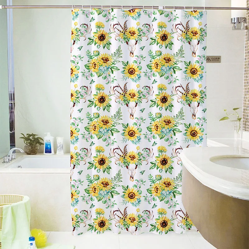 
Оптовая продажа, низкий минимальный заказ, OEM-сервис, занавеска для душа с леопардовым принтом, коровой, подсолнухом 