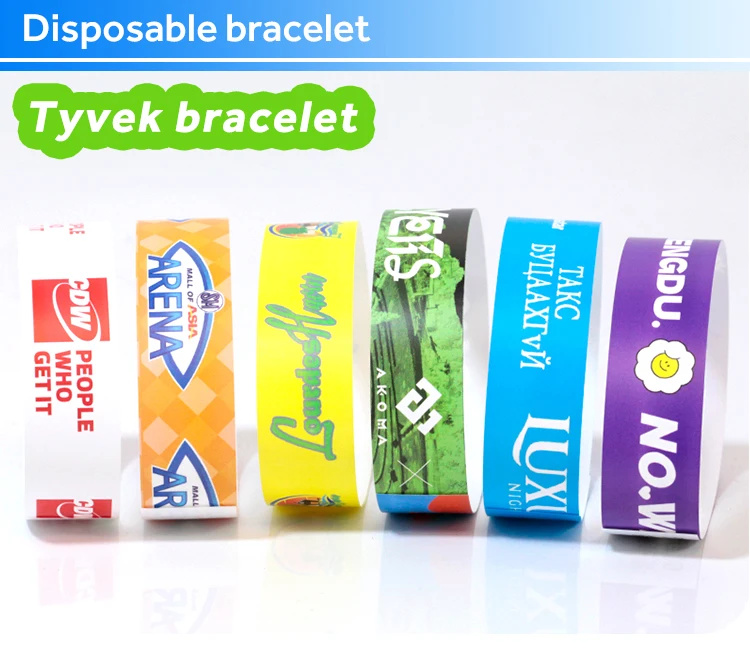 Professional supplier personalized waterproof can only be used once printing event bracelet ticket tyvek for music event