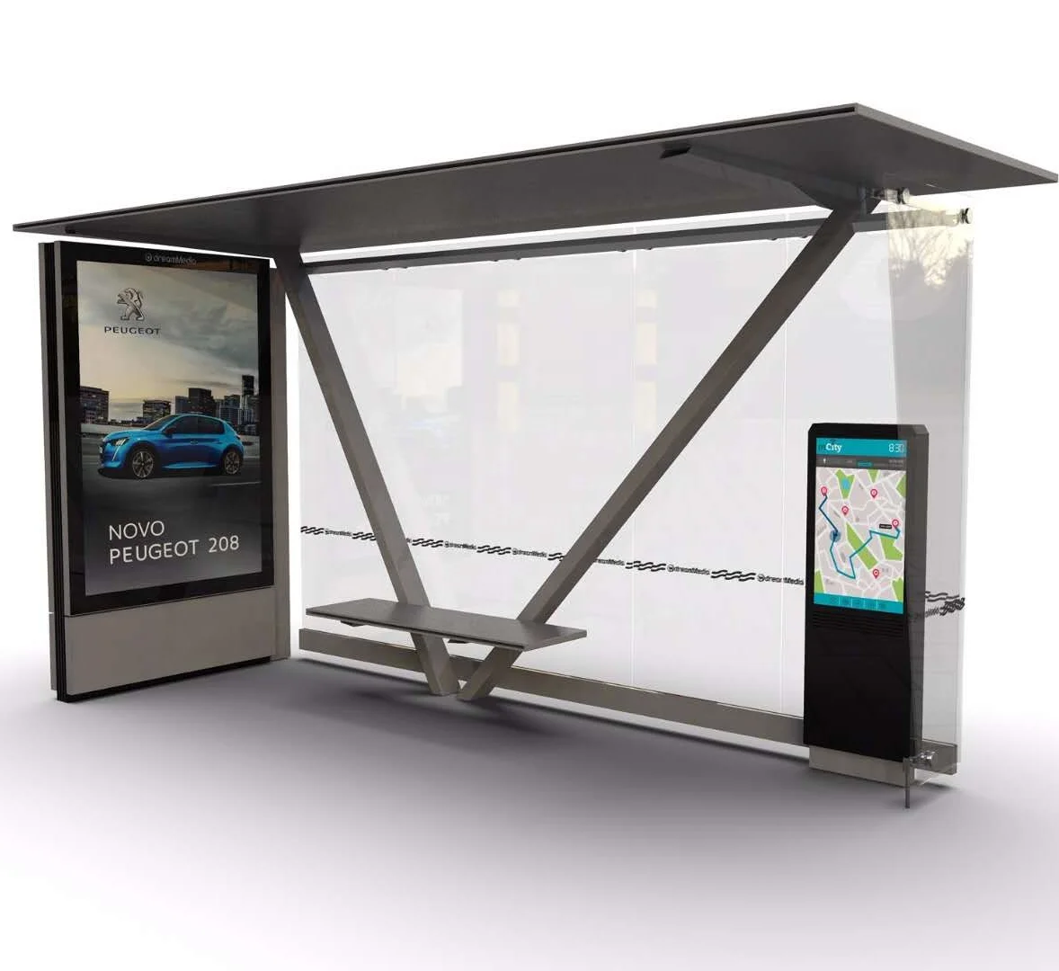 Smart Bus Shelter Air Conditioned Bus Station Closed type Bus Stop with Advertising Light Box Outdoor in Dubai UAE