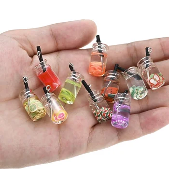 9pcs Delicious Milk Bottle Pendants Resin Milk Charms for DIY Necklaces, Earrings, Pendants, Keychains and Other Accessories,Temu