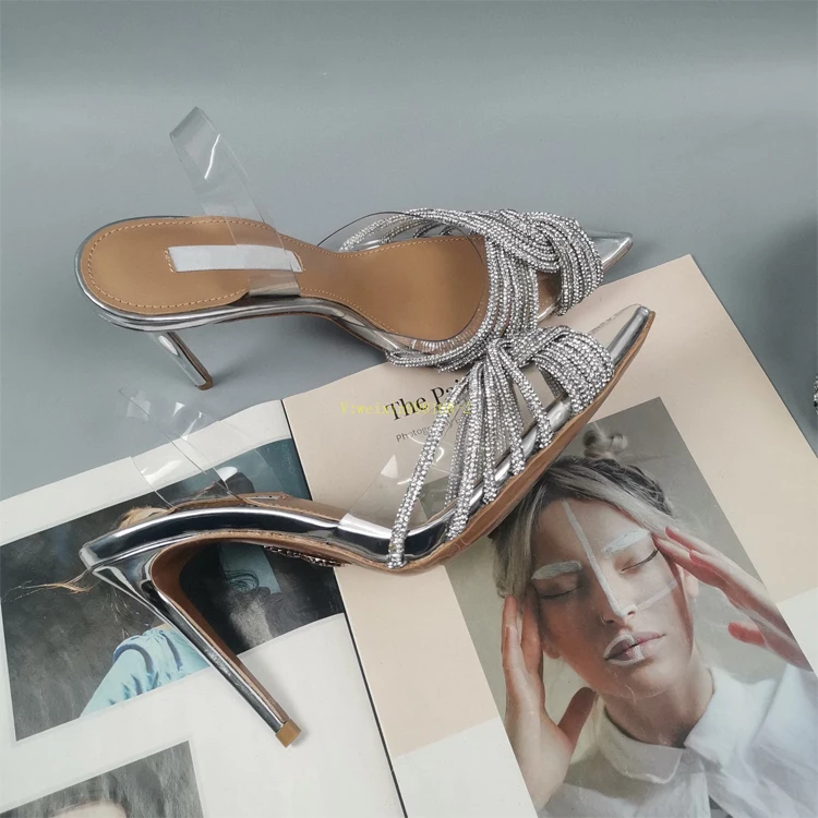 Custom Pointed Head Bow Transparent Designer Shoes Summer Sandals Women ...