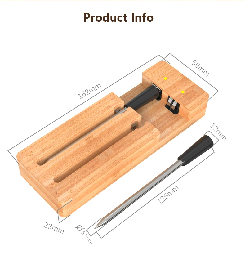 Smart Wireless BBQ Bluetooth Dual Probes Meat Thermometer