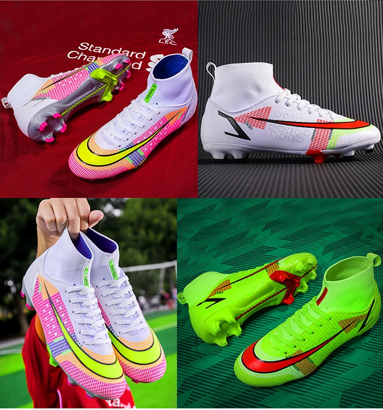 Wholesale Football Shoes High Top Rubber Spikes Football Sports Shoes