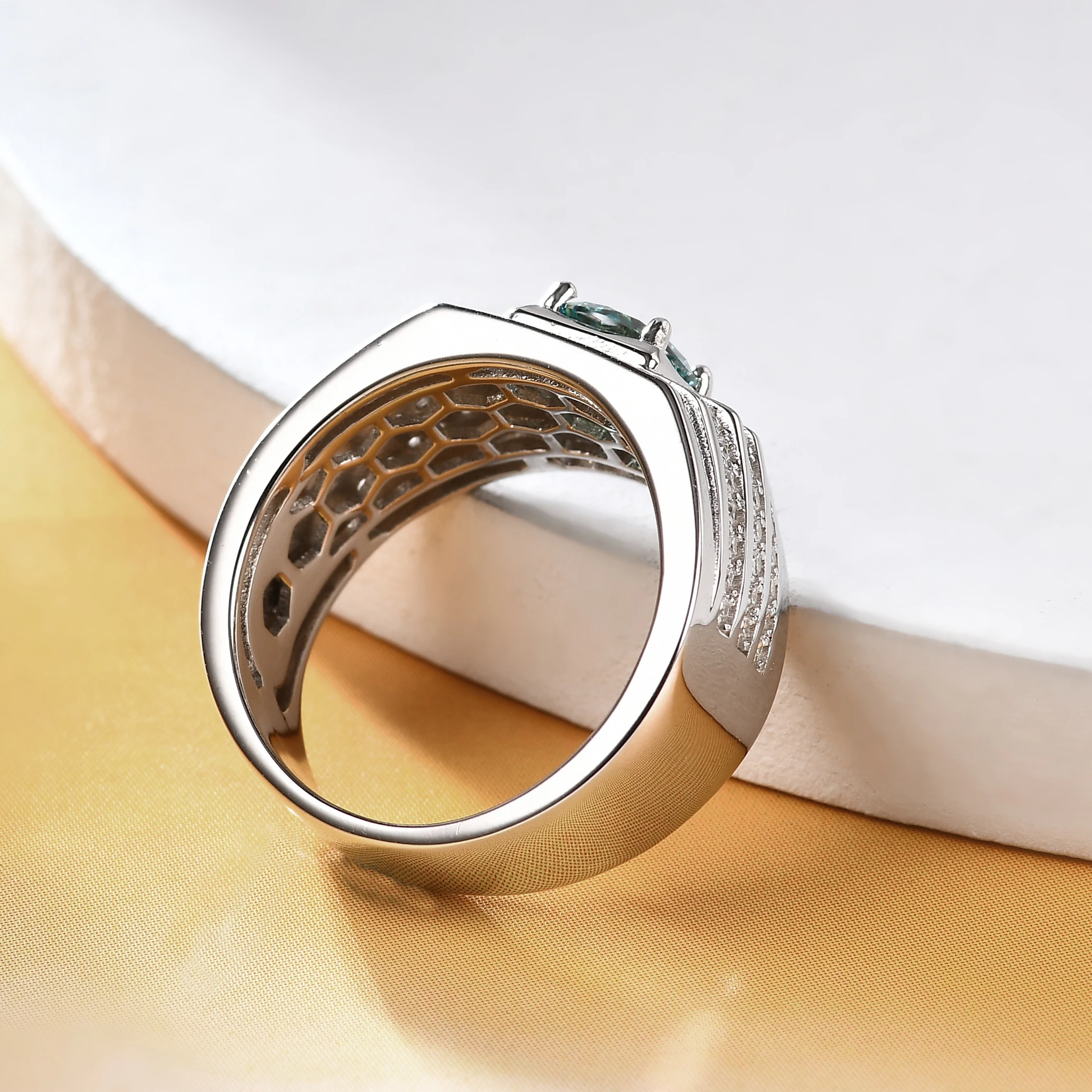 遵守1ct moissanite钻石订婚戒指手指925纯银珠宝男士戒指结婚戒指