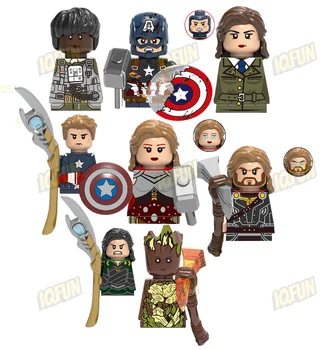 Marvel Characters Captain Robots Cartoon Mini Action Building Block Plastic Doll Toy Thor Mini Figure Assembled Toy