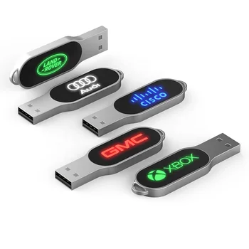 U45 Customize logo Keychain Style USB 2.0 1G 2G 4G 8G 16G 32G 64G LED light flash Memory Stick Thumb Drive