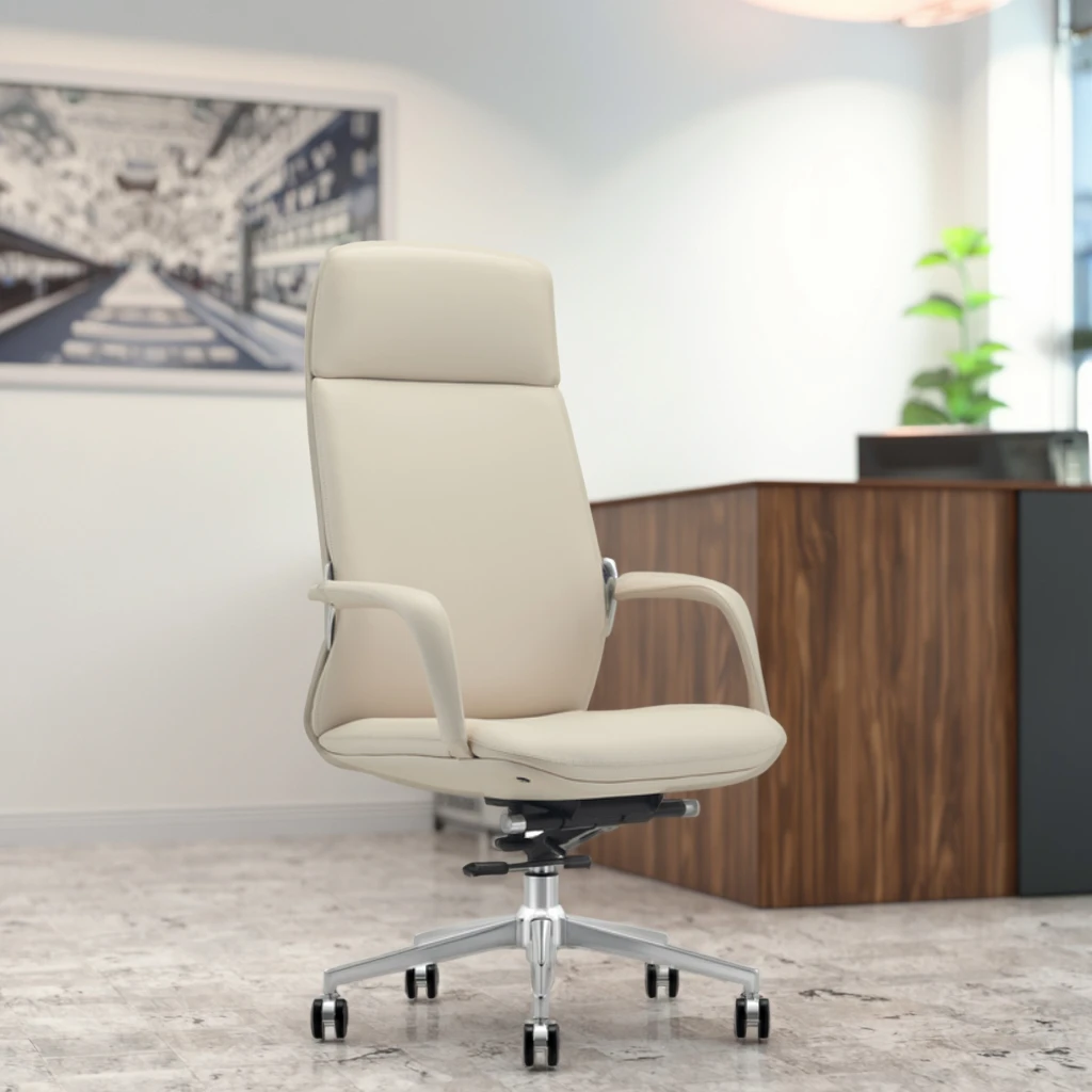 Leather Executive Managers Chair Double Plywood Core Butterfly Mechanism Commercial Grade 3