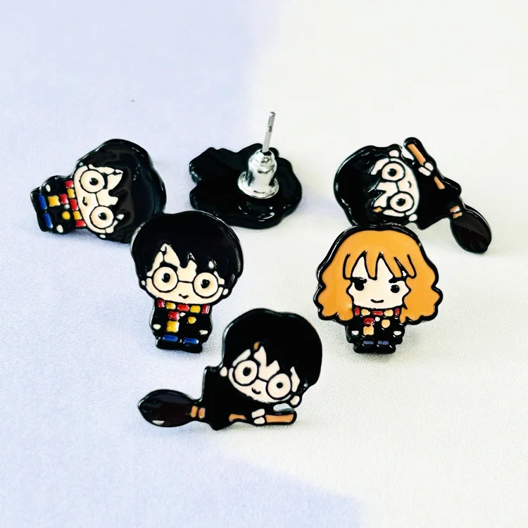 Wholesale bulk anime designs ear studs custom fashion jewelry soft enamel earring studs for women manufacture