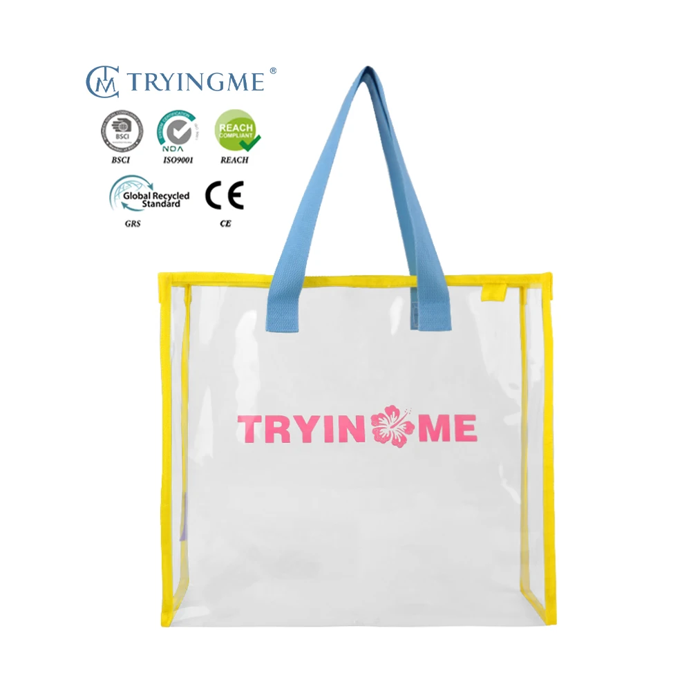 2024 New Fashion PVC Transparent Beach Shopping Bags with Custom Logo