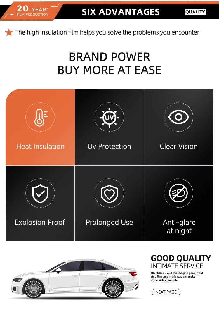 Tint Film Tint Auto Window Car Sun Control Window Film Nano Ceramic Single Color Window Tint Tools Supples 99% 2mil
