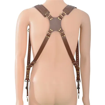 Luxury Genuine Leather Camera Strap Chest Hiking Travel Photographer Harness Double Shoulder Adjustable Camera Accessories detail image