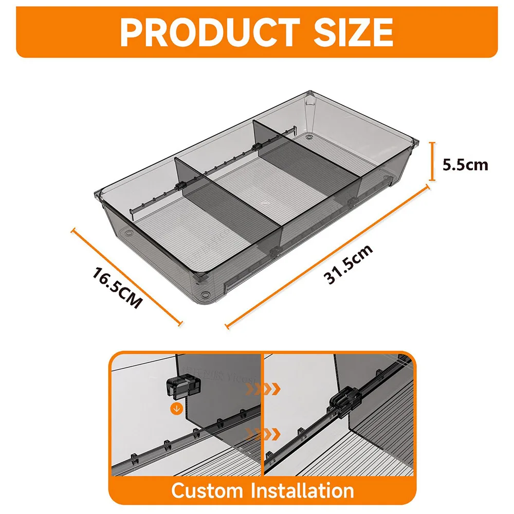 Cross Border Acrylic Grid Tray Adjustable Plug Home Daily Desktop Storage Makeup Organizers