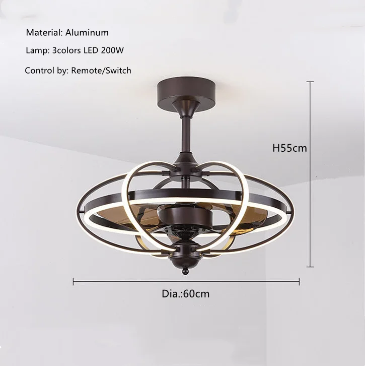 Fan Light Modern Ultra-thin Fan Light with remote control Bedroom Dining Room Led Ceiling Fan Light