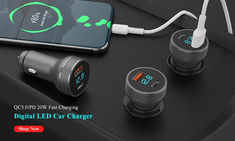 Fast Charging Aluminum Alloy 2 Port 54w Type C Car Charger Qc3.0 Car ...