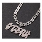 2021 Custom Name 9mm Cuban Link Chain Necklace with Letter Name 18K Gold Plated CZ Iced Out Chain Rapper Bling Jewelry