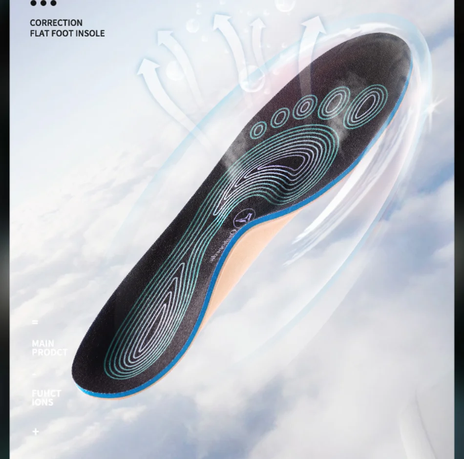 Cork Flat Foot Correction Insoles for Men and Women Shock Absorbing Foot Arch Support Orthopedic Orthotic Made of EVA Material