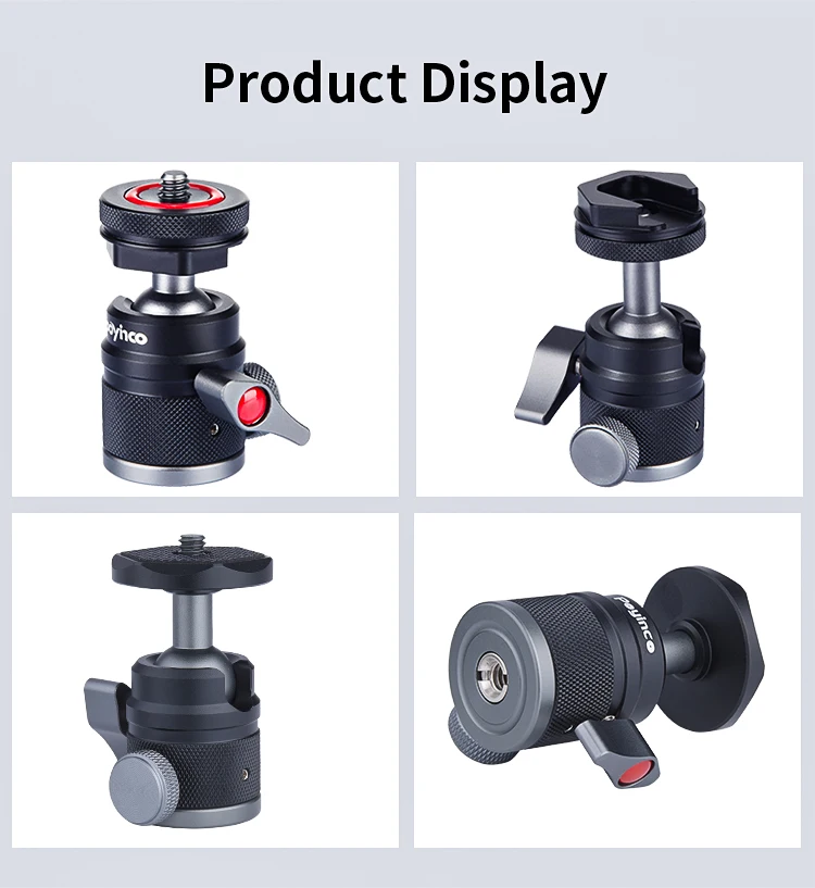 Hot Aluminum Alloy Shoe Mount Adapter 360 Degree Swivel Mini Ball Head 1/4 Tripod Screw Head Portable Camera Camcorder Smart details
