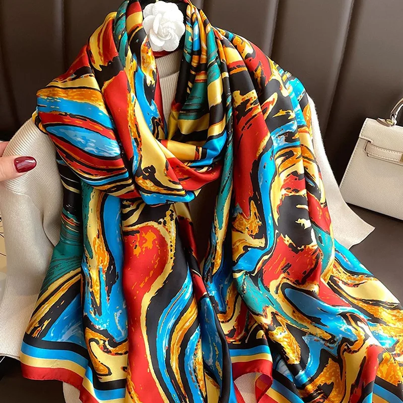 Brand Designer Silk Scarf High Quality Foulard Long Large Shawls Winter  Neck Scarves Pashmina Lady Hijab