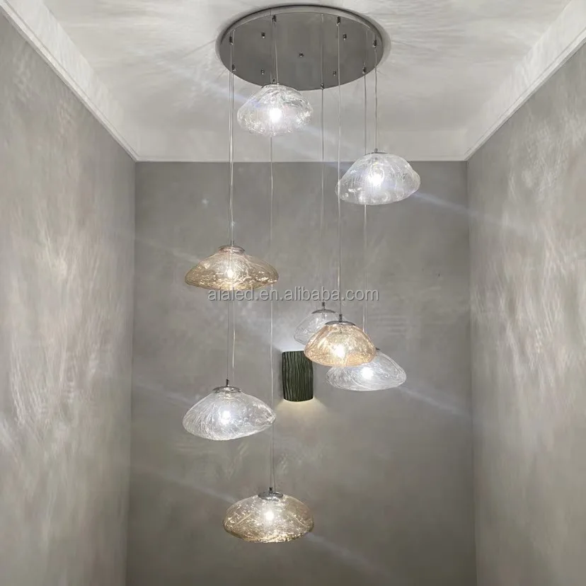 Glass Cloud Pendant Lamp Modern Hanging Hotel Luxury E27 Droplight Chandelier for Villa Home Bar Restaurant Decorative Light
