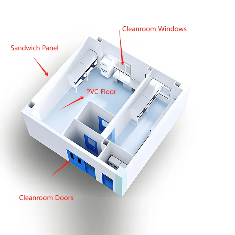 product huaao modular cleanroom construction for clean areas such as laboratories clean rooms hospitals computer rooms food processing-4