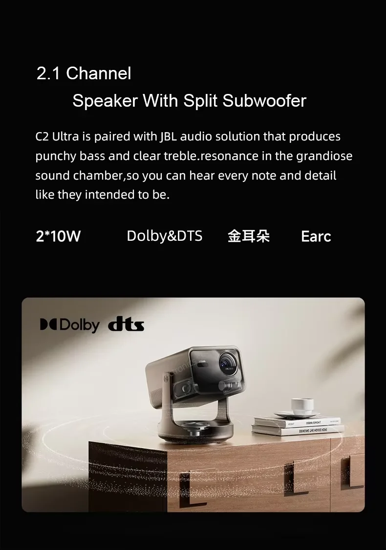 C2 Ultra 4K Tri-Laser Portable Gaming Projector - 240Hz, Auto Keystone ...