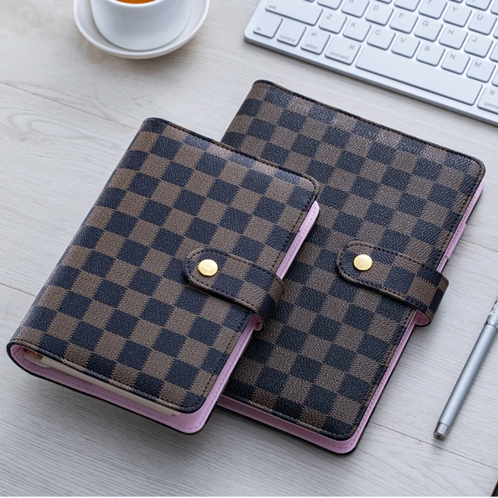 China Luxury Loose Leaf White Checkboard Planner Cover A5 A6