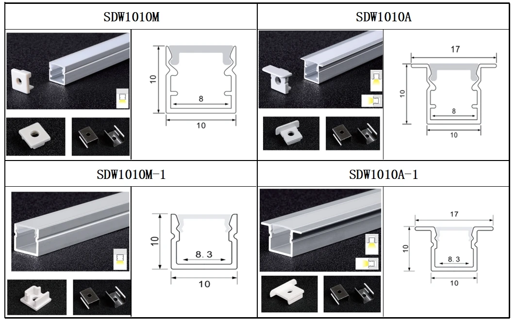 SDW1010 LED Light Strip Mount Holder Aluminum Channel 10 X 10mm
