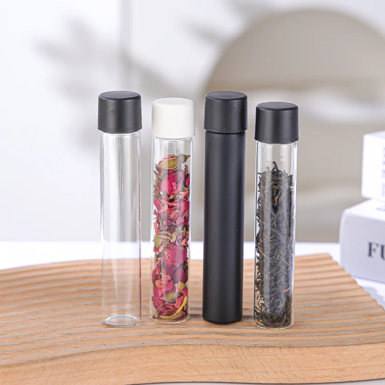 CRC Lids Flower Herbs 22mm Dia Child Resistant Glass Tube Pre Packaging  Roll Tobacco Tube Glass Container Support Custom